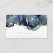 シック流体抽象芸術インク金ゴールドネイビーグリッター結婚ズ プレイスカード (裏面)