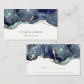 シック流体抽象芸術インク金ゴールドネイビーグリッター結婚ズ プレイスカード (正面/裏面)