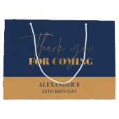 シック海軍と金ゴールドスクリプト誕生日ありがとう ラージペーパーバッグ (裏面)