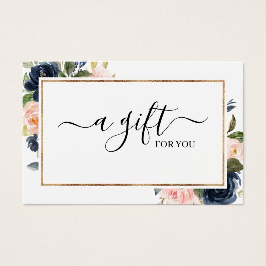 シック海軍赤面ピンクフローラギフト証明書カード (正面)