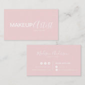 シック淡い色のなピンクと白のメイクアップアーティスト 名刺 (正面/裏面)