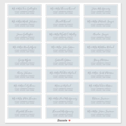 シック淡い色のスクリプトブルーゲスト住所 シール (シート)