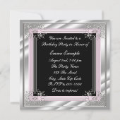 シック淡い色のピンクバースデーパーティー 招待状 (裏面)