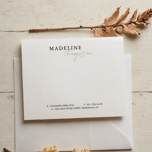 シック淡い色のピンクベージュガーリービジネス ノートカード