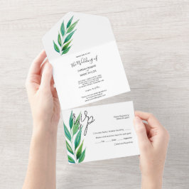 シック深い海ブルーグリーンウォーター色 オールインワン招待状