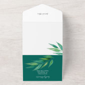 シック深い海ブルーグリーンウォーター色 オールインワン招待状 (外側)