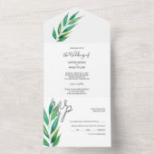 シック深い海ブルーグリーンウォーター色 オールインワン招待状 (内側)