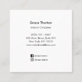 シック漂白ウッドコーストインテリアデザイナー スクエア名刺 (裏面)