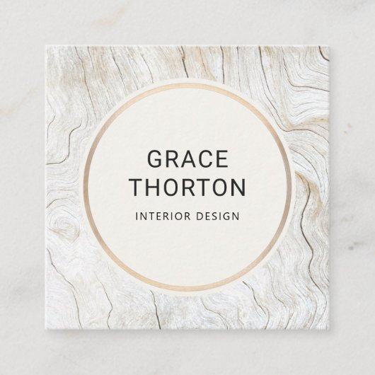 シック漂白ウッドコーストインテリアデザイナー スクエア名刺 (正面)