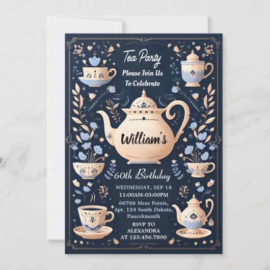 シック王室のアダルトフェアリティティーパーティー60誕生日 招待状 (正面)