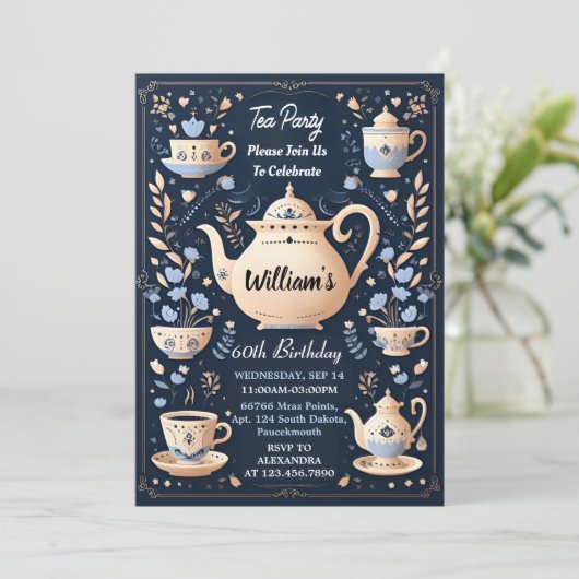 シック王室のアダルトフェアリティティーパーティー60誕生日 招待状 (スタンド正面)