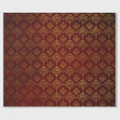 シック王室のゴールデンレッドベルベットダマスクレッドカーペット ラッピングペーパー (フラット)
