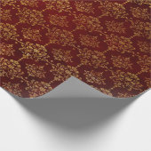 シック王室のゴールデンレッドベルベットダマスクレッドカーペット ラッピングペーパー (角)