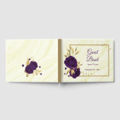 シック王室のパープルフローラ葉金ゴールド幾何学 ゲストブック (全面)