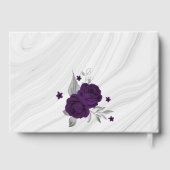 シック王室のパープルフローラ銀葉幾何学的 ゲストブック (裏面)