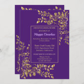 シック王室のパープルブライダルシャワー招待 招待状 (正面/裏面)