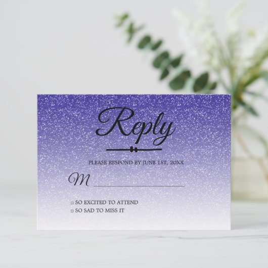 シック王室のブルーグラデーションスウィート16 RSVP 招待状 (スタンド正面)