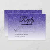 シック王室のブルーグラデーションスウィート16 RSVP 招待状 (正面/裏面)