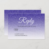 シック王室のブルーグリッターグラデーションRSVP 招待状 (正面/裏面)