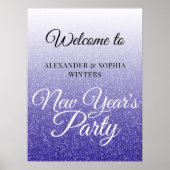 シック王室のブルーグリッター新年パーティー歓迎 ポスター (正面)