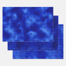 シック王室のブルーフォイルハヌカー紙シート ラッピングペーパーシート