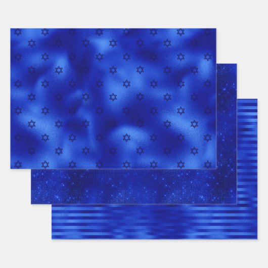 シック王室のブルーフォイルハヌカー紙シート ラッピングペーパーシート (セット)