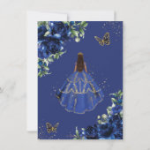 シック王室のブルーフラワーズフローラキンセアニラ サンキューカード (裏面)