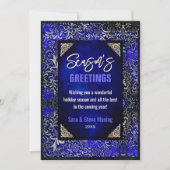 シック王室のブルーフローラグリッタークリスマス新年 (正面)