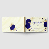 シック王室のブルーフローラ葉金ゴールド幾何 ゲストブック (全面)