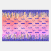 シック王室のブルー金ゴールドグリッター ラッピングペーパーシート (正面3)