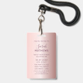 シック甘い16グリッターピンクVIP誕生日招待状 バッジ (裏面（ネックストラップ付）)