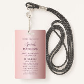 シック甘い16グリッターピンクVIP誕生日招待状 バッジ (裏面ランヤード)