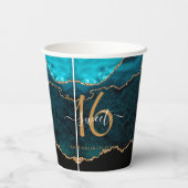 シック甘い16ティール（緑がかった色）金ゴールドアゲートパーティー 紙コップ (裏面)