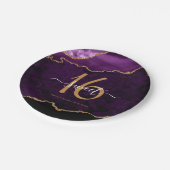 シック甘い16パープル金ゴールドグリッターアゲートパーティー ペーパープレート (アングル)