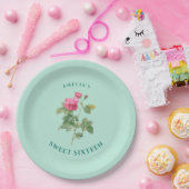 シック甘い16ミントグリーンフローラ植物学 ペーパープレート (パーティー)