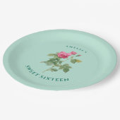 シック甘い16ミントグリーンフローラ植物学 ペーパープレート (アングル)