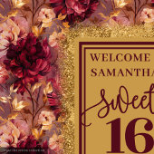 シック甘い16赤面ブルゴーニュ金ゴールドデコールバナー タペストリー