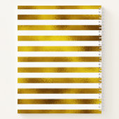 シック生まれな孔雀を輝かせる |金ゴールド白ストライプ色 ノートブック (裏面)