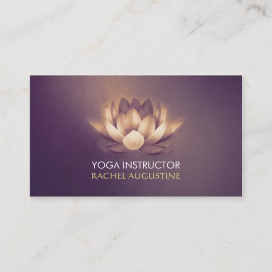 シック白熱［赤熱］光を放つロータス&パープルヨガグランジインストラクター 名刺 (正面)