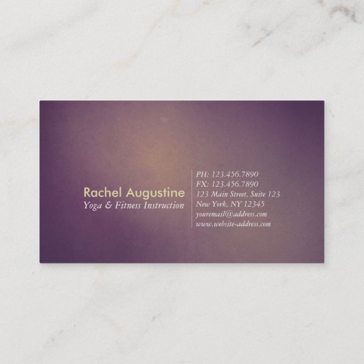 シック白熱［赤熱］光を放つロータス&パープルヨガグランジインストラクター 名刺 (裏面)