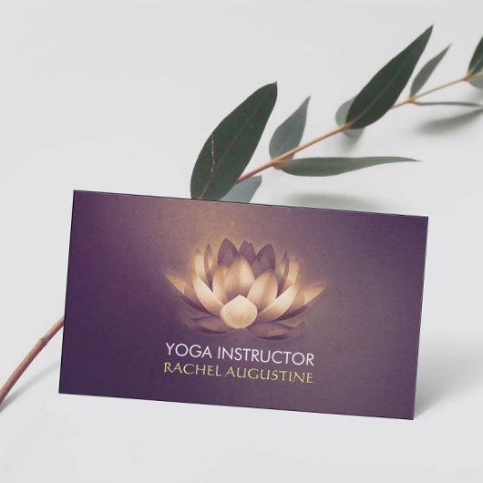 シック白熱［赤熱］光を放つロータス&パープルヨガグランジインストラクター 名刺