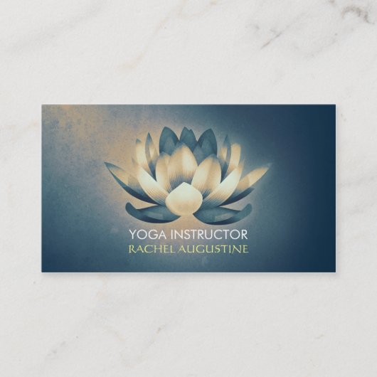 シック白熱［赤熱］光を放つロータス&ブルーグランジヨガインストラクター 名刺 (正面)