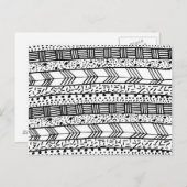 シック白黒の手描き部族模様 ポストカード (正面/裏面)
