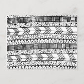 シック白黒の手描き部族模様 ポストカード (正面)