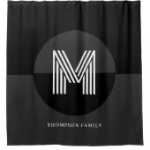 シック白黒グレイ幾何モノグラモダンム シャワーカーテン (正面)