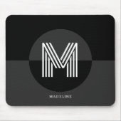 シック白黒グレイ幾何モノグラモダンム マウスパッド (正面)