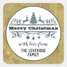 シック白黒グレーメリークリスマス金ゴールドグリッター