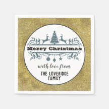 シック白黒グレーメリークリスマス金ゴールドグリッター