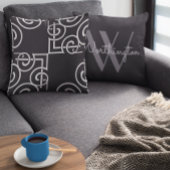 シック白黒グレーモノグラム装飾用クッション クッション