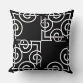 シック白黒グレーモノグラム装飾用クッション クッション (正面)